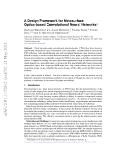 End-to-End Framework for Efficient Deep Learning Using Metasurfaces
  Optics