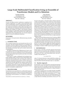 Large Scale Multimodal Classification Using an Ensemble of Transformer
  Models and Co-Attention