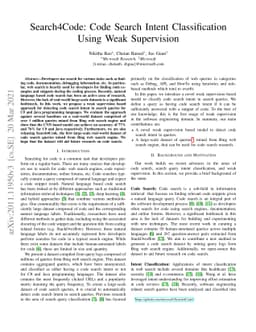 Search4Code: Code Search Intent Classification Using Weak Supervision