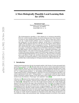 A More Biologically Plausible Local Learning Rule for ANNs
