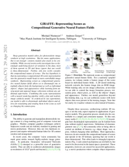 GIRAFFE: Representing Scenes as Compositional Generative Neural Feature
  Fields