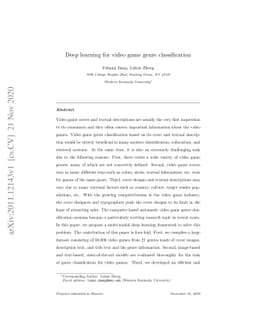 Deep learning for video game genre classification