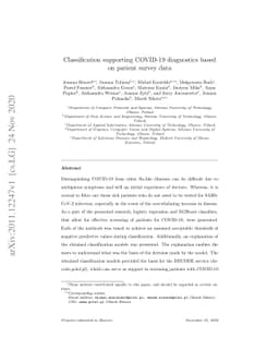 Classification supporting COVID-19 diagnostics based on patient survey
  data