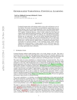 Generalized Variational Continual Learning