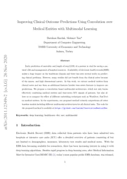 Improving Clinical Outcome Predictions Using Convolution over Medical
  Entities with Multimodal Learning