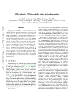 A3D: Adaptive 3D Networks for Video Action Recognition