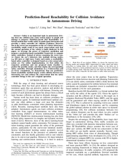 Prediction-Based Reachability for Collision Avoidance in Autonomous
  Driving