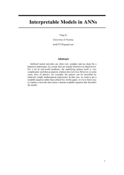 Interpretable Models in ANNs