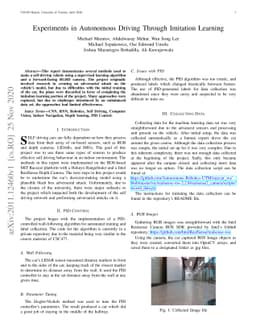 Experiments in Autonomous Driving Through Imitation Learning