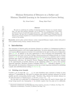 Minimax Estimation of Distances on a Surface and Minimax Manifold
  Learning in the Isometric-to-Convex Setting