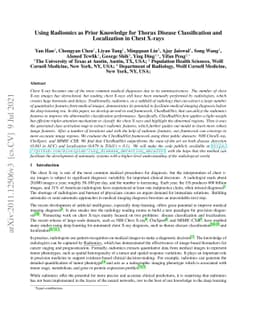 Using Radiomics as Prior Knowledge for Thorax Disease Classification and
  Localization in Chest X-rays
