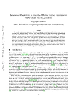 Leveraging Predictions in Smoothed Online Convex Optimization via
  Gradient-based Algorithms