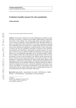 Evaluation of quality measures for color quantization