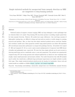 Simple statistical methods for unsupervised brain anomaly detection on
  MRI are competitive to deep learning methods