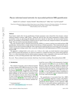 Physics-informed neural networks for myocardial perfusion MRI
  quantification