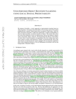 Unsupervised Object Keypoint Learning using Local Spatial Predictability