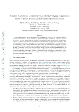 Squared $\ell_2$ Norm as Consistency Loss for Leveraging Augmented Data
  to Learn Robust and Invariant Representations