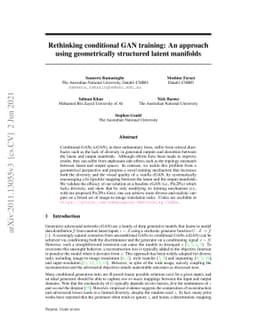 Rethinking conditional GAN training: An approach using geometrically
  structured latent manifolds