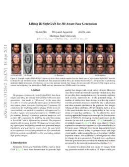Lifting 2D StyleGAN for 3D-Aware Face Generation