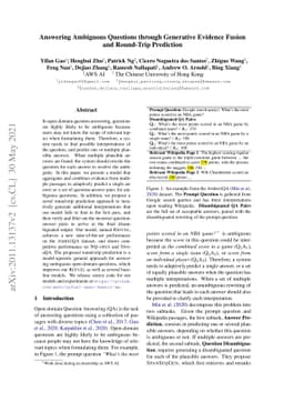 Answering Ambiguous Questions through Generative Evidence Fusion and
  Round-Trip Prediction