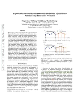 Explainable Tensorized Neural Ordinary Differential Equations
  forArbitrary-step Time Series Prediction