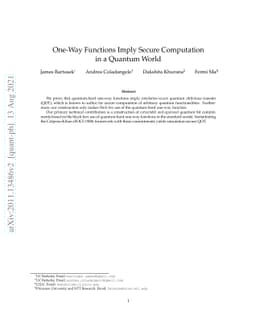 One-Way Functions Imply Secure Computation in a Quantum World