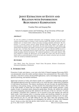 Joint Extraction of Entity and Relation with Information Redundancy
  Elimination