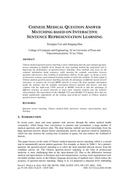 Chinese Medical Question Answer Matching Based on Interactive Sentence
  Representation Learning