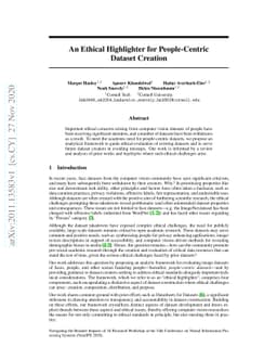 An Ethical Highlighter for People-Centric Dataset Creation