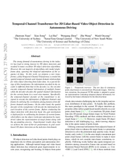 Temporal-Channel Transformer for 3D Lidar-Based Video Object Detection
  in Autonomous Driving