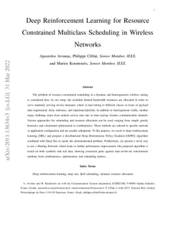 Deep Reinforcement Learning for Resource Constrained Multiclass
  Scheduling in Wireless Networks