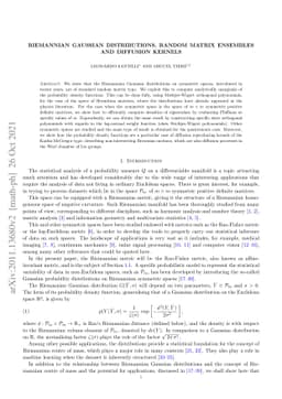 Riemannian Gaussian distributions, random matrix ensembles and diffusion
  kernels