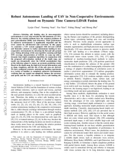 Robust Autonomous Landing of UAV in Non-Cooperative Environments based
  on Dynamic Time Camera-LiDAR Fusion