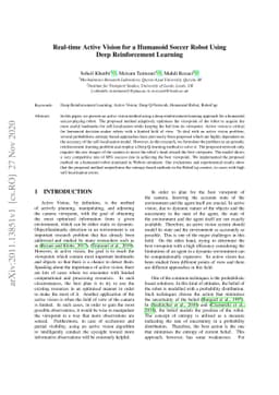 Real-time Active Vision for a Humanoid Soccer Robot Using Deep
  Reinforcement Learning
