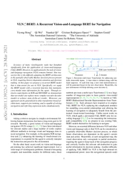 A Recurrent Vision-and-Language BERT for Navigation