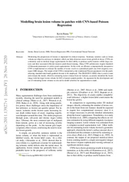 Modelling brain lesion volume in patches with CNN-based Poisson
  Regression