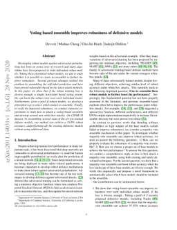 Voting based ensemble improves robustness of defensive models