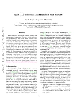 Hijack-GAN: Unintended-Use of Pretrained, Black-Box GANs