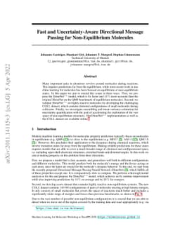 Fast and Uncertainty-Aware Directional Message Passing for
  Non-Equilibrium Molecules