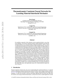 Thermodynamic Consistent Neural Networks for Learning Material
  Interfacial Mechanics