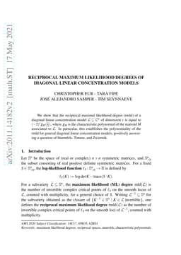 Reciprocal maximum likelihood degrees of diagonal linear concentration
  models