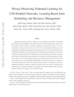 Privacy-Preserving Federated Learning for UAV-Enabled Networks:
  Learning-Based Joint Scheduling and Resource Management
