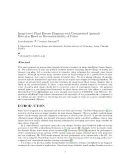 Image-based Plant Disease Diagnosis with Unsupervised Anomaly Detection
  Based on Reconstructability of Colors