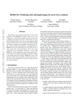 RGBD-Net: Predicting color and depth images for novel views synthesis