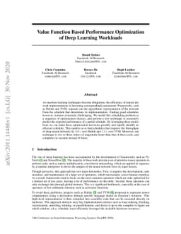 Value Function Based Performance Optimization of Deep Learning Workloads