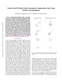 End-to-End 3D Point Cloud Learning for Registration Task Using Virtual
  Correspondences