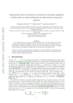 Exponential decay of pairwise correlation in Gaussian graphical models
  with an equicorrelational one-dimensional connection pattern