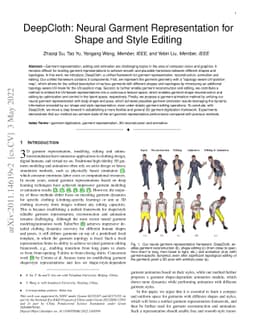 DeepCloth: Neural Garment Representation for Shape and Style Editing