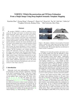 Vehicle Reconstruction and Texture Estimation Using Deep Implicit
  Semantic Template Mapping