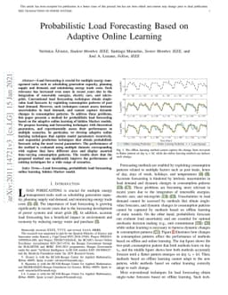 Probabilistic Load Forecasting Based on Adaptive Online Learning